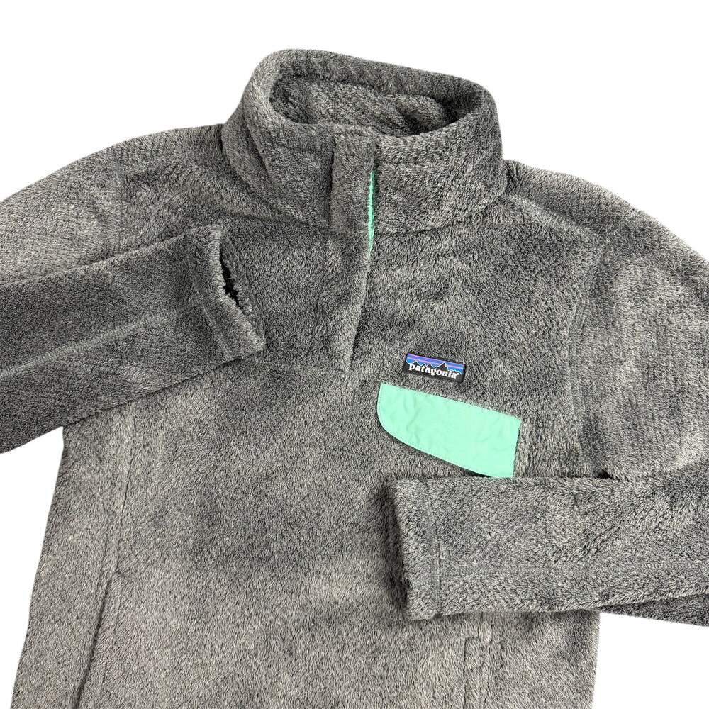 Patagonia Women's S Re-Tool Snap-T Fleece Pullover Gray Mint Green Pocket
